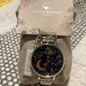 Olivia Burton Celestial Navy Dial Silver watch NWT